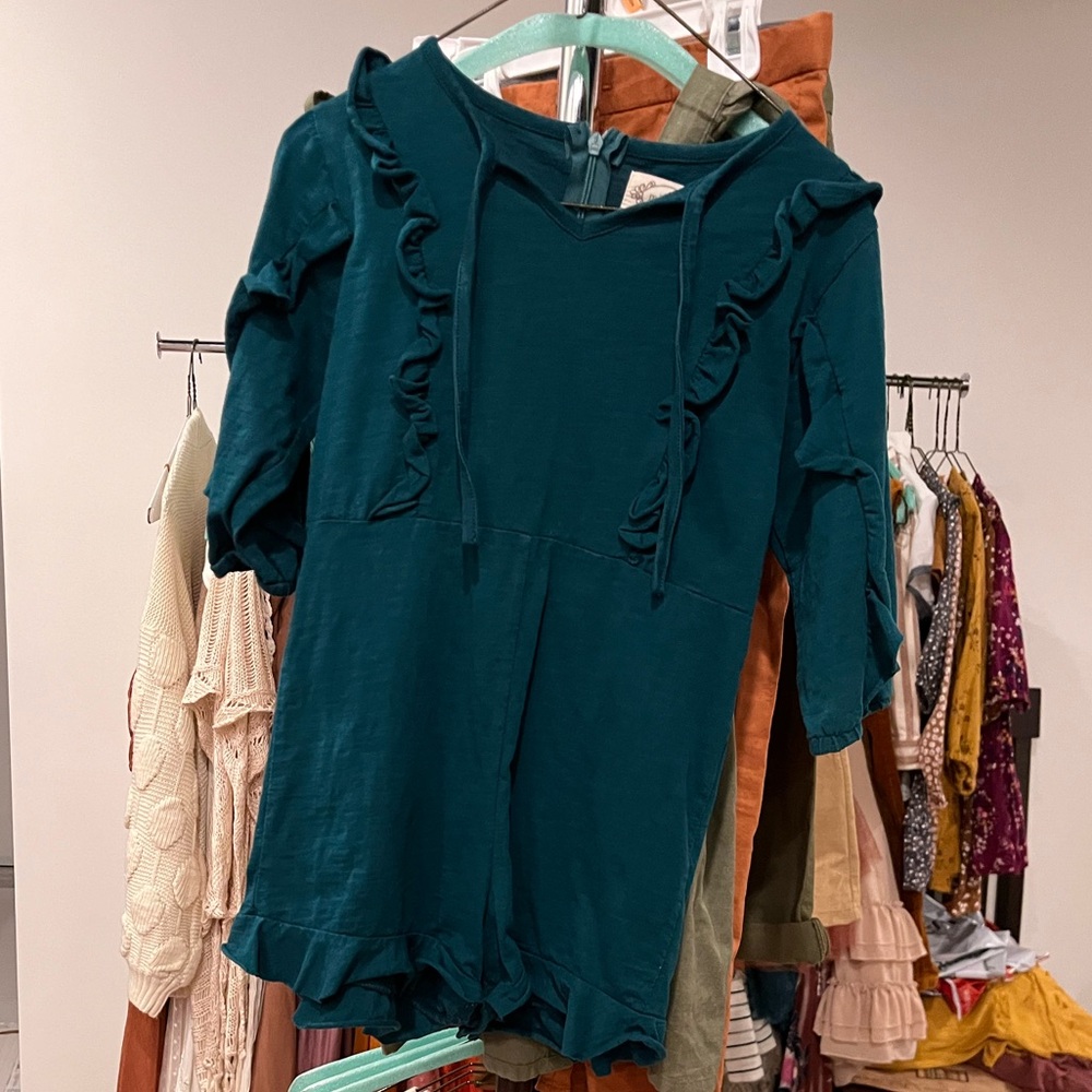 Mia Joy romper, size 7, deep teal color